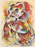 Daphne Odjig, Owl, 1973, acrylic on paper