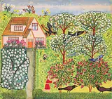 William Panko, Birds in a Garden, watercolour on paper
