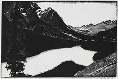 Walter J. Phillips, Mistaya Valley [Peyto Lake], 1937, wood engraving on paper