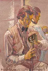 Joseph Francis Plaskett, Model With Cane In Form Of Snake, oil on canvas