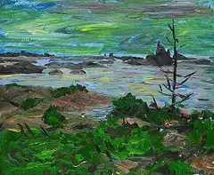William Goodridge Roberts, Evening, Georgian Bay, oil on wood board