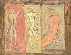 Untitled - Fish, Snake and Lizard by Clifford Foard Robinson, oil on canvas board, sold Nov 2025