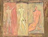 Clifford Foard Robinson, Untitled - Fish, Snake and Lizard, oil on canvas board