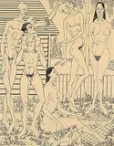 Clifford Foard Robinson, Untitled - Backyard Picnic, ink on paper