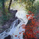 Bev Rodin, Warm Light on Upper Falls, oil on canvas