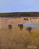 Allen Sapp, Untitled - Horses Grazing, acrylic on canvas