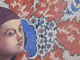 Louise Scott, Face Against Red, White and Blue, pastel on paper