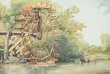 Untitled - Gawdun's Waterwheel by Margaret Shelton, 1975, watercolour on paper, sold Nov 2025