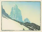 Margaret Shelton, Mount Louis, Banff #199/200, 1943, lino block on paper
