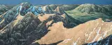 Rene Thibault, Above the Three Sisters #3, watercolour on paper