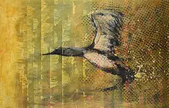 Les Thomas, Loon [Arctic], 1999, mixed media and encaustic on canvas