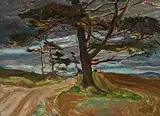 Frederick Varley, Untitled - Path Under the Tree, oil on wood board