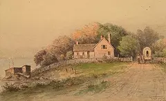 Frederick Arthur Verner, Untitled - Figure and Wagon in a Coastal Village, 1893, watercolour on paper