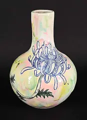 . Mao Projects, Chrysanthemum Shell Vase, 2022, painted glazed ceramic sculpture