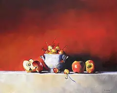 Daniele Lemieux, Jubilee on Red, 2008, oil on canvas