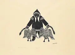 Peter Aliknak, Happy Hunter #11/50, 1974, stonecut on paper