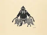 Peter Aliknak, Happy Hunter #11/50, 1974, stonecut on paper