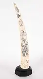 Davie Atchealak, Untitled - Inuit Life and Animals Scrimshaw, 1976, bone and green stone