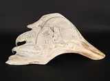 Untitled - Camp Scene by Charlie Klengenberg Avakana, 1973, bone carving, sold Sep 2025