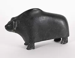 Walter Etuktu, Untitled - Standing Muskox, 1975, black stone carving