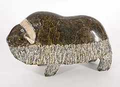 Seepee Ipeelie, Untitled - Muskox, 1995, brown stone and bone carving