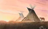Del Iron Cloud, Untitled - Sunset on the Prairies, 1994, watercolour on paper
