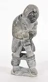 Henry Isluanik, Untitled - Man with Pants Down, grey stone carving