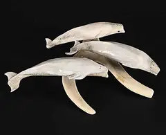 Yassie Danialee Kakee, Untitled - Three Whales, stone and bone carving