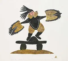 Solomon Karpik, Trying to Fly #15/50, 1978, colour stonecut on paper