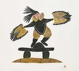 Solomon Karpik, Trying to Fly #15/50, 1978, colour stonecut on paper