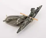 Annie Komek Kiguina, Untitled - Hunting Game, stone and mixed media carving