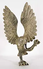Shorty Killiktee, Untitled - Screaming Owl, 1996, green stone carving