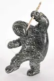 Simeeonie Killiktee, Untitled - Balancing Hunter, 2008, green stone and bone carving