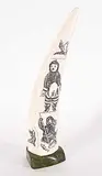 Stephen Kootoo, Untitled - Hunter's Life Scrimshaw, bone and green stone