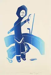 Stanley Klengenberg, Stranger Fishing #24/50, 1986, colour stonecut on paper