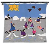 Mary K. Okheena, Untitled - Work and Play, tapestry
