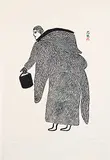 Eleeshushe Parr, Woman with Water Pail #28/50, 1965, stonecut on paper