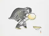 Kananginak Pootoogook, Dance of Celebration #32/50, 1988, colour stonecut and stencil on paper