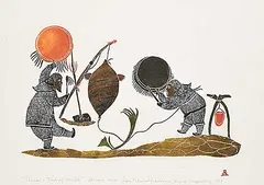 Lipa Pitsiulak, Shaman's Test of Strength #15/50, 1978, colour stonecut on paper