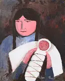 Allen Sapp, Untitled - Mother and I, acrylic on canvas
