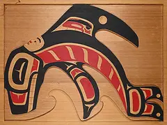 Norman Tait, Untitled - Breaching Whale, painted wood carving