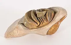Darvis & Travis Thomas, Untitled - Broken Nose, yellow stone carving