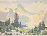 A.C. and Barbara Leighton - Barleigh, Mount Assiniboine #53/100, colour wood block on paper