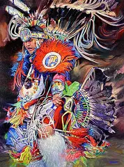 John H. Burrow, Kamloopa Dancer!, oil on canvas