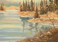 Lace Lake by Rod Charlesworth, 1983, oil on canvas board, sold Sep 2025