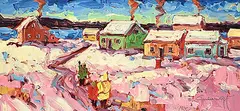 December [Northern Fields] by Rod Charlesworth, oil on wood board, sold Sep 2025