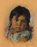 Nicholas Raphael de Grandmaison, Untitled - Blackfoot Papoose, pastel on sandpaper