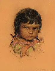 Untitled - Papoose 2 by Nicholas Raphael de Grandmaison, pastel on sandpaper, sold Sep 2025