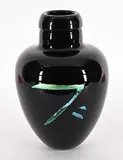 Brian Hall, Untitled - Black and Green Pot with Symbol III, 2001, glass sculpture
