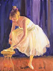 Ron Hedrick, Ballerina Lacing Shoes, acrylic on wood board